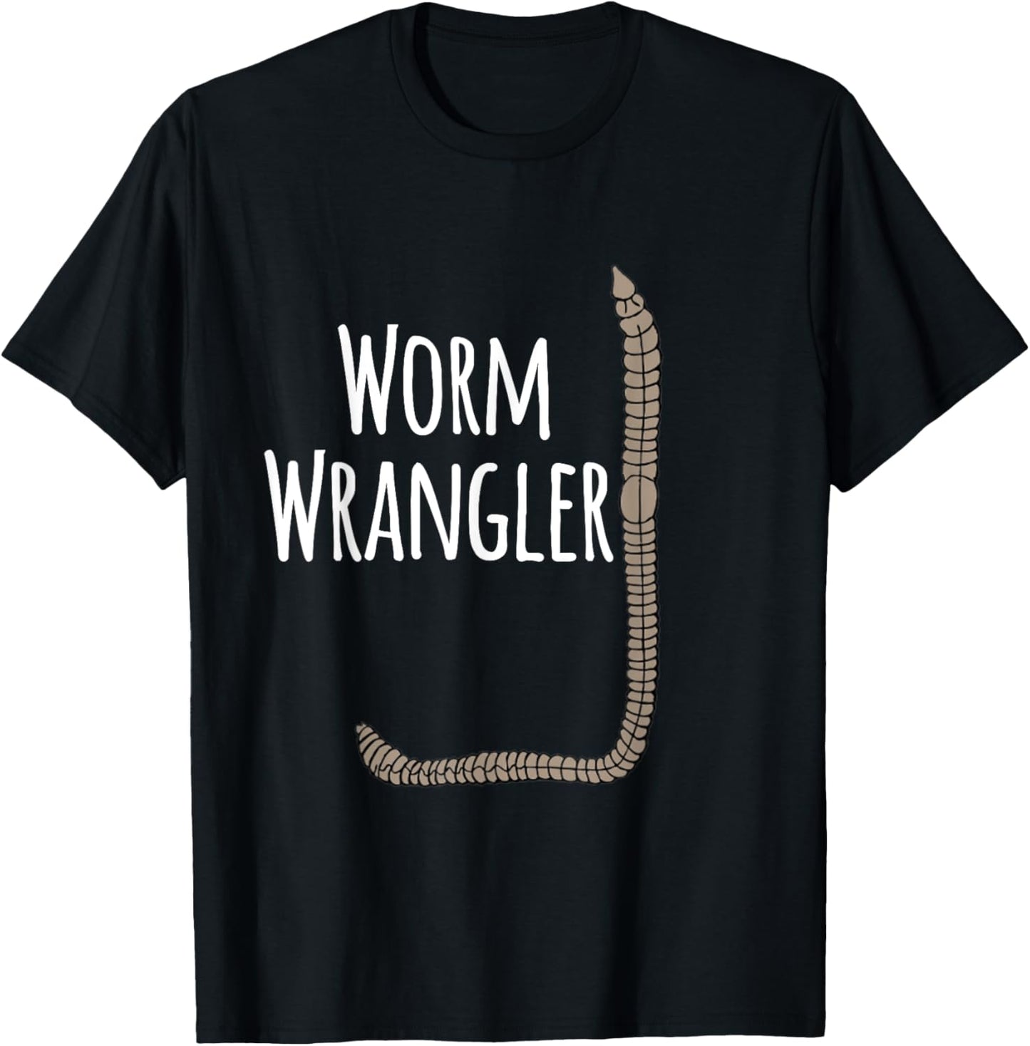 Worm Wrangler composting vermicomposting White Print T-Shirt - T-Shirt | Black