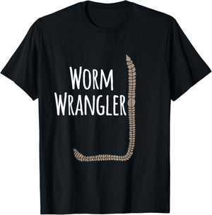 Worm Wrangler composting vermicomposting White Print T-Shirt - T-Shirt | Black