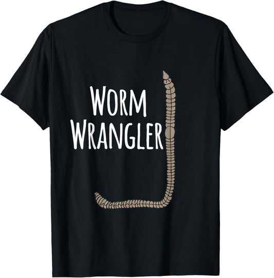 Worm Wrangler composting vermicomposting White Print T-Shirt - T-Shirt | Black