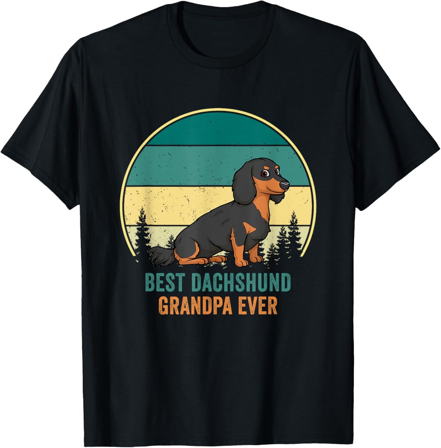 Best Dachshund Grandpa Ever Retro Vintage Weiner Dog Women T-Shirt - T-Shirt | Black