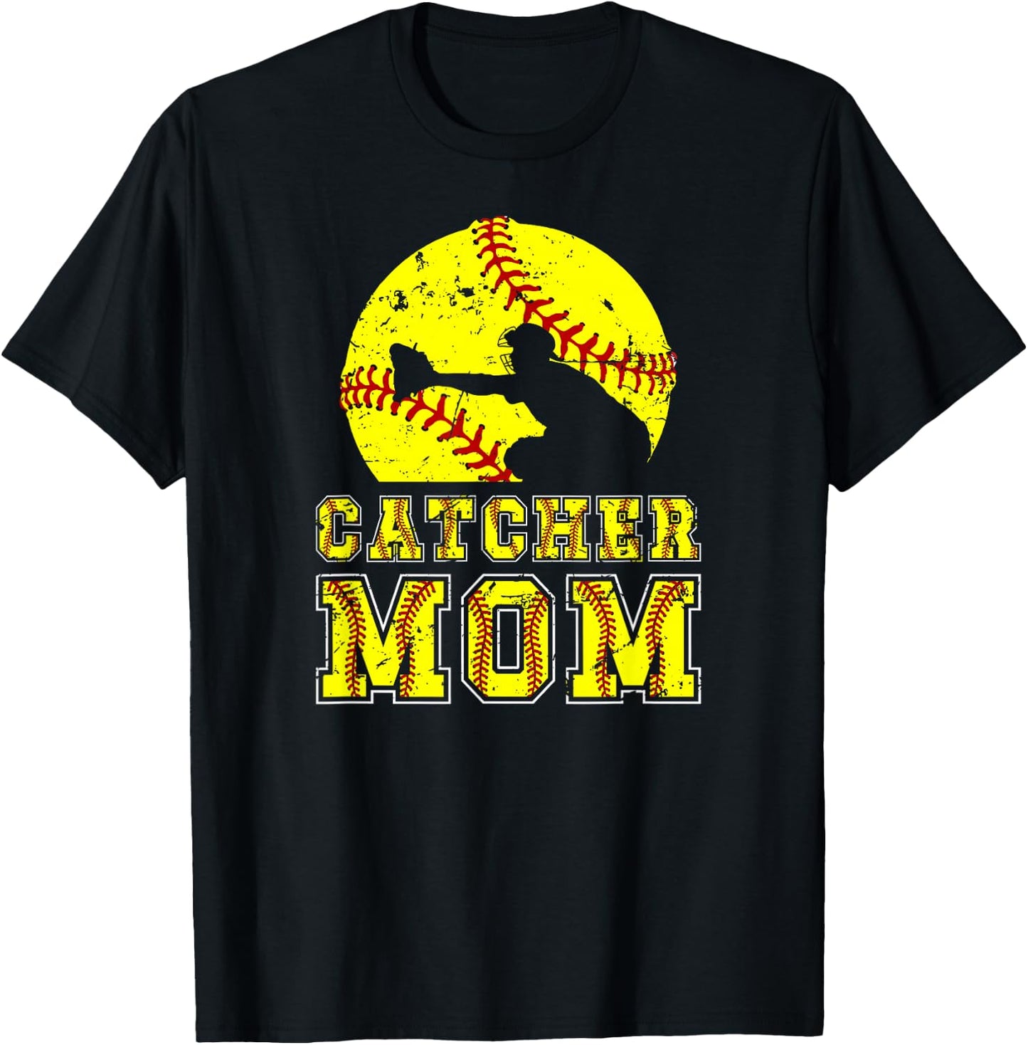 Softball Catcher Mom Of A Softball Catcher Mama T-Shirt - T-Shirt | Black