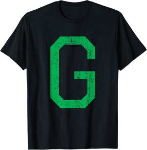 Letter G Uppercase Alphabet Initial Classic School College T-Shirt - T-Shirt | Black
