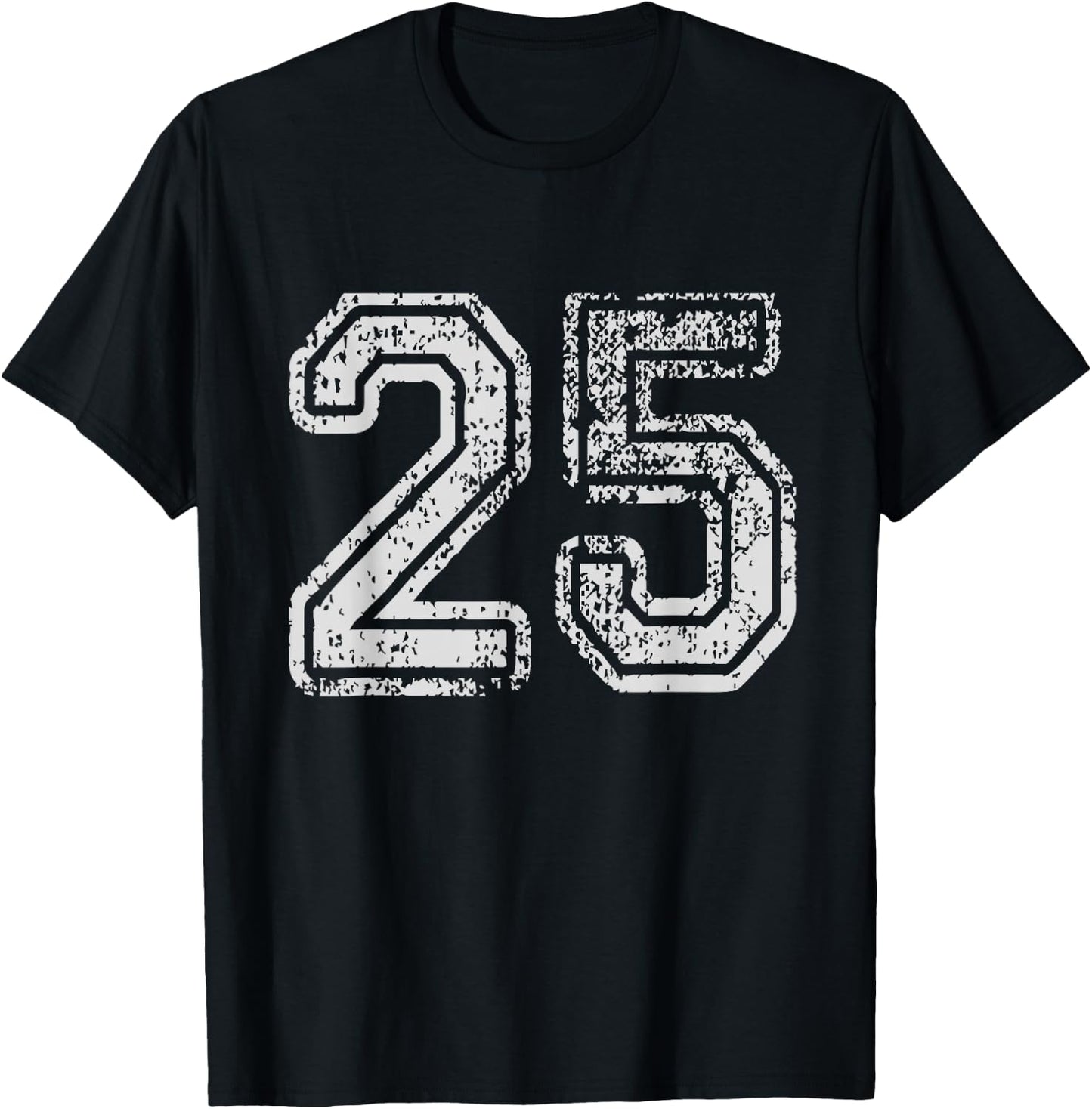 Team Jersey Uniforms Number 25 School Sports 25th Birthday T-Shirt - T-Shirt | Black