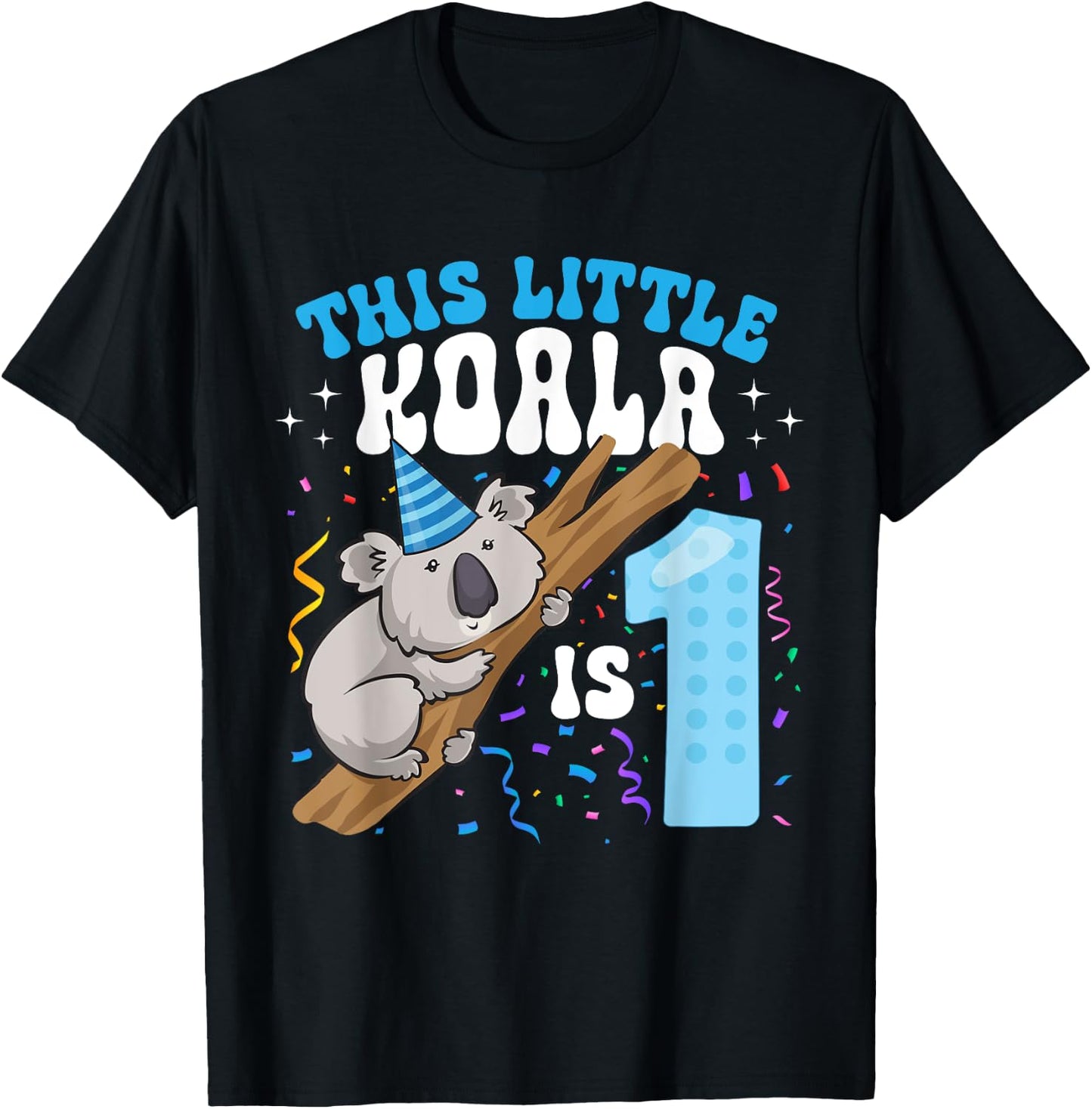 This Little Koala Is 1 Year Old 1st Birthday Party Koala T-Shirt - T-Shirt | Black