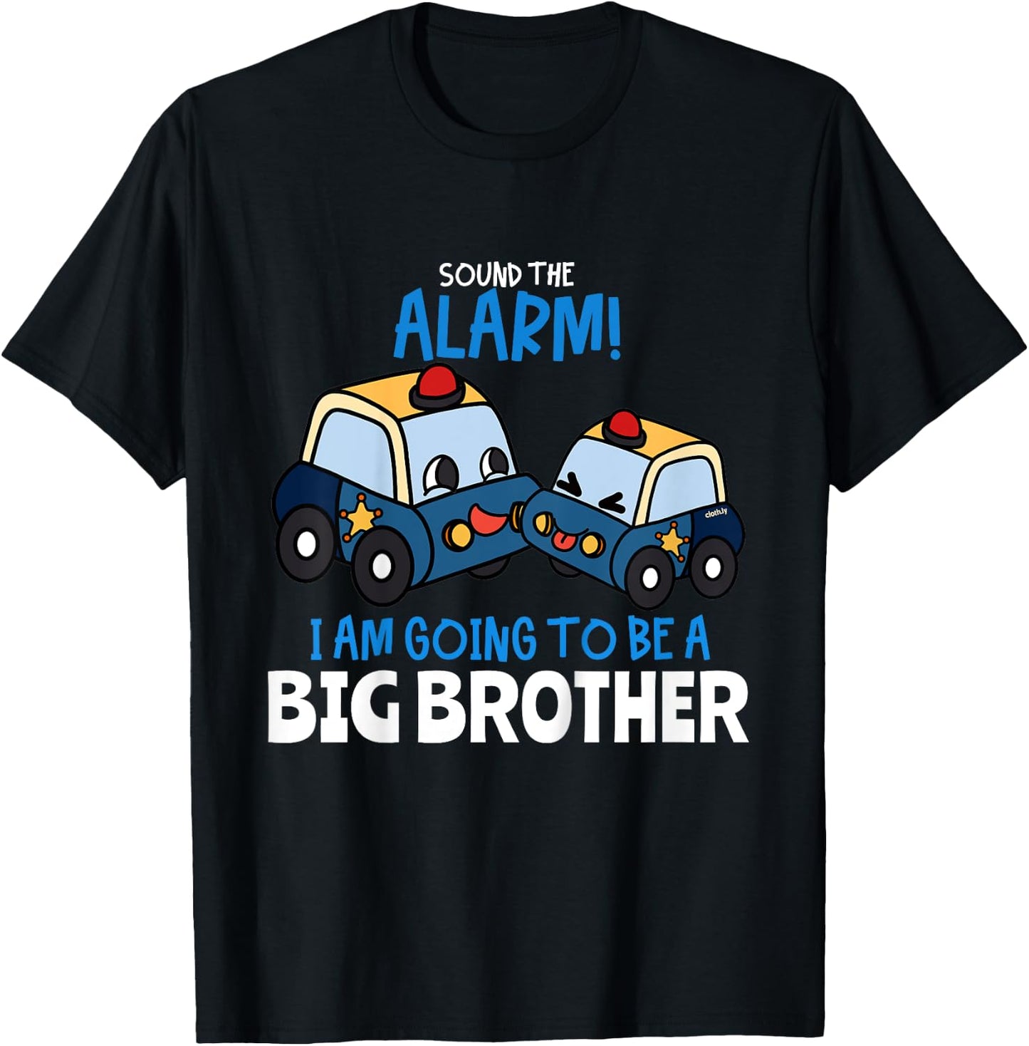 Kids Big Brother Police Car Gift Sound the Alarm Toddler T-Shirt - T-Shirt | Black