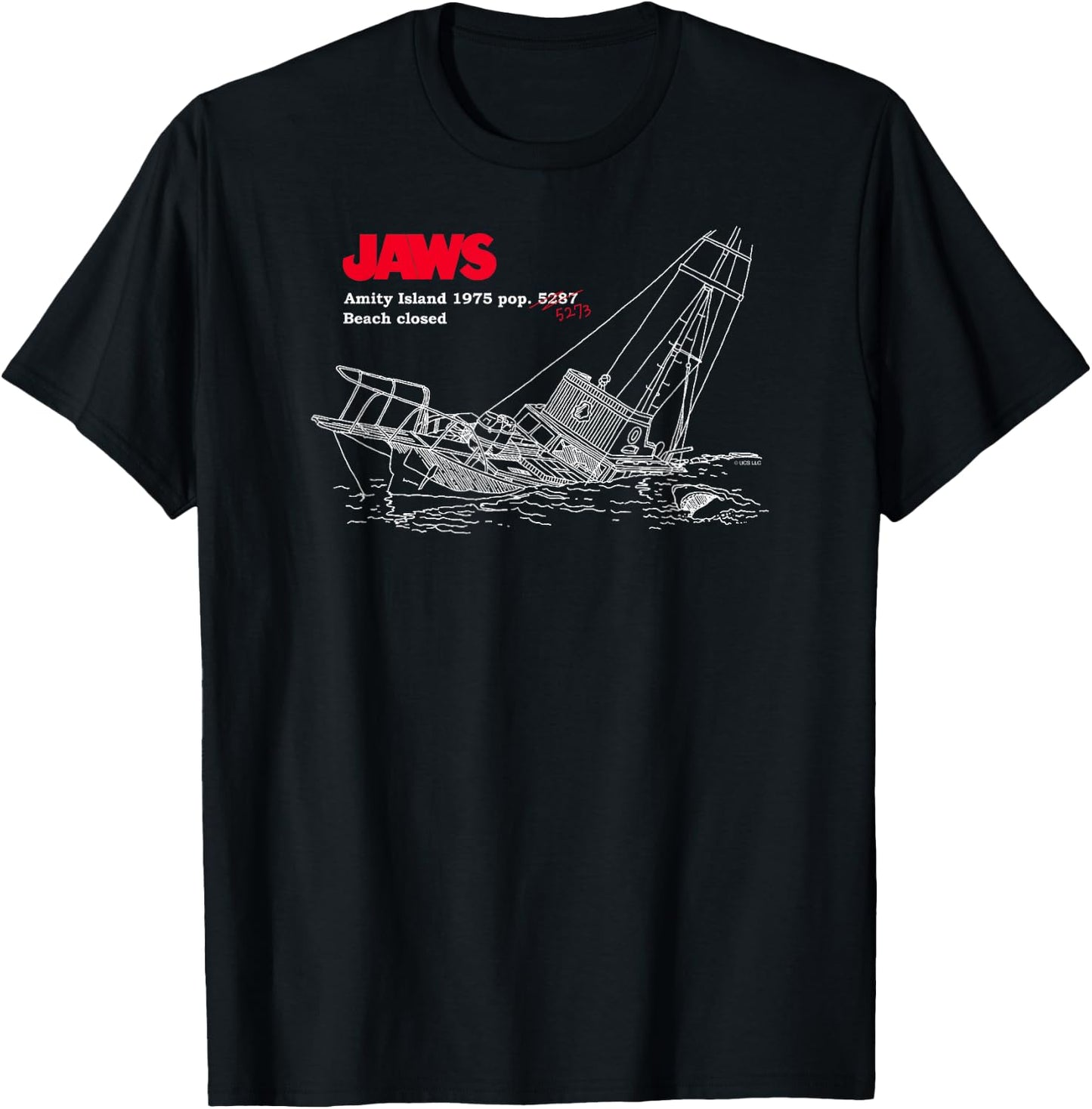 Jaws Amity Island Boat T-Shirt - T-Shirt | Black
