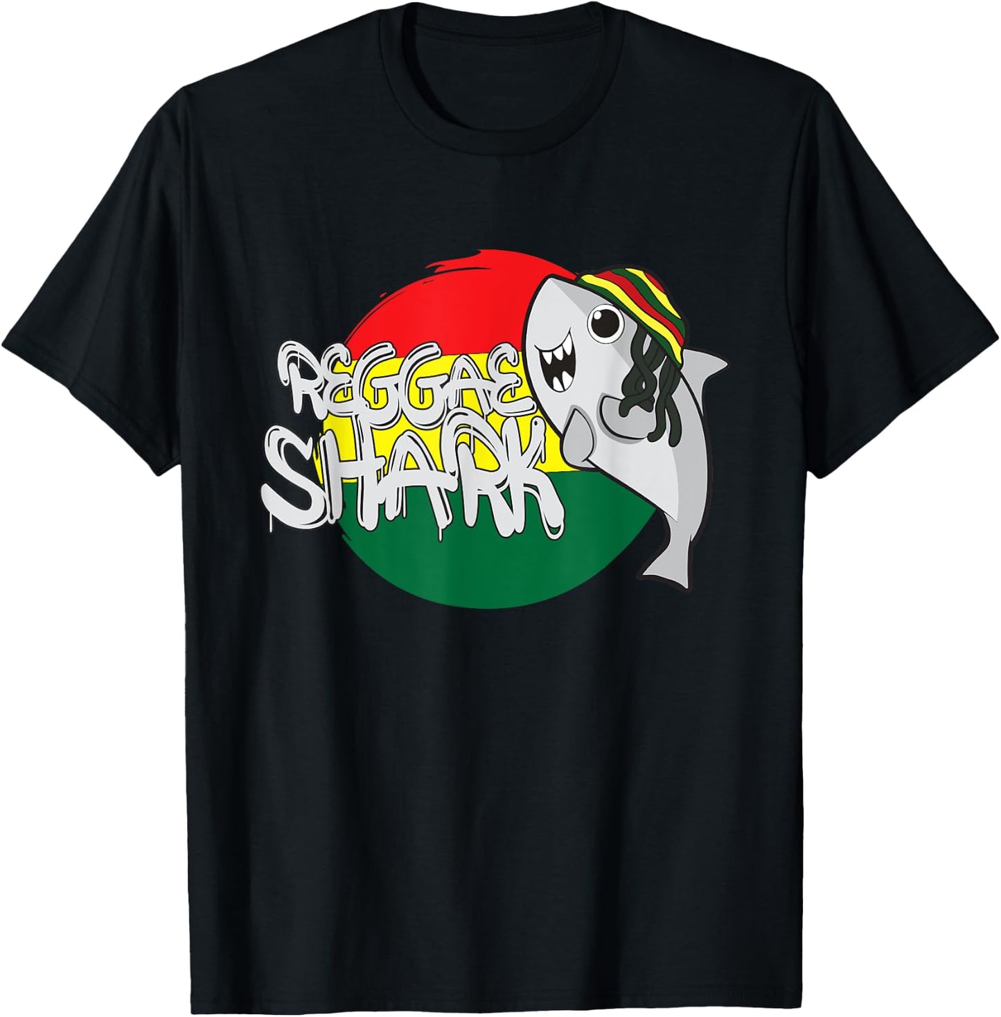 Reggae Shark Funny Rasta Shark T-Shirt - T-Shirt | Black