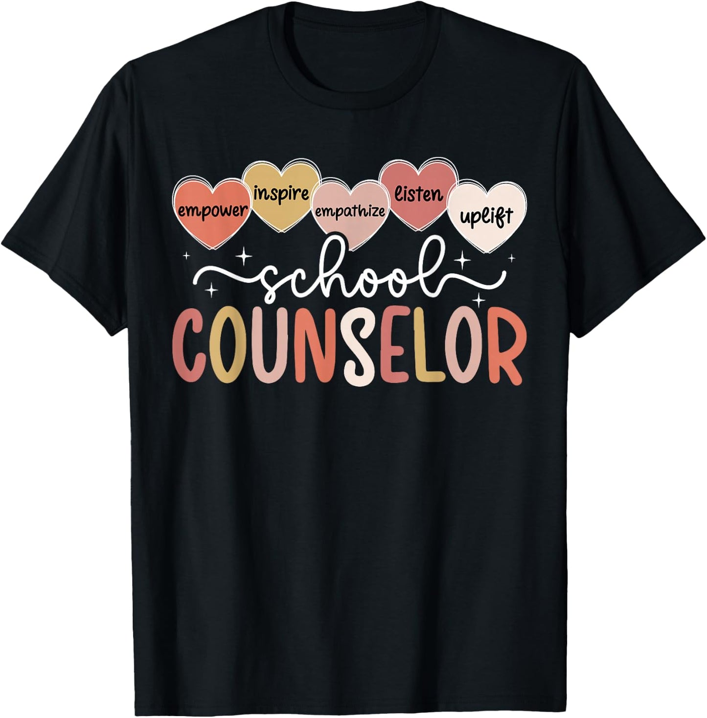 School Counselor Appreciation School Counseling Hearts T-Shirt - T-Shirt | Black