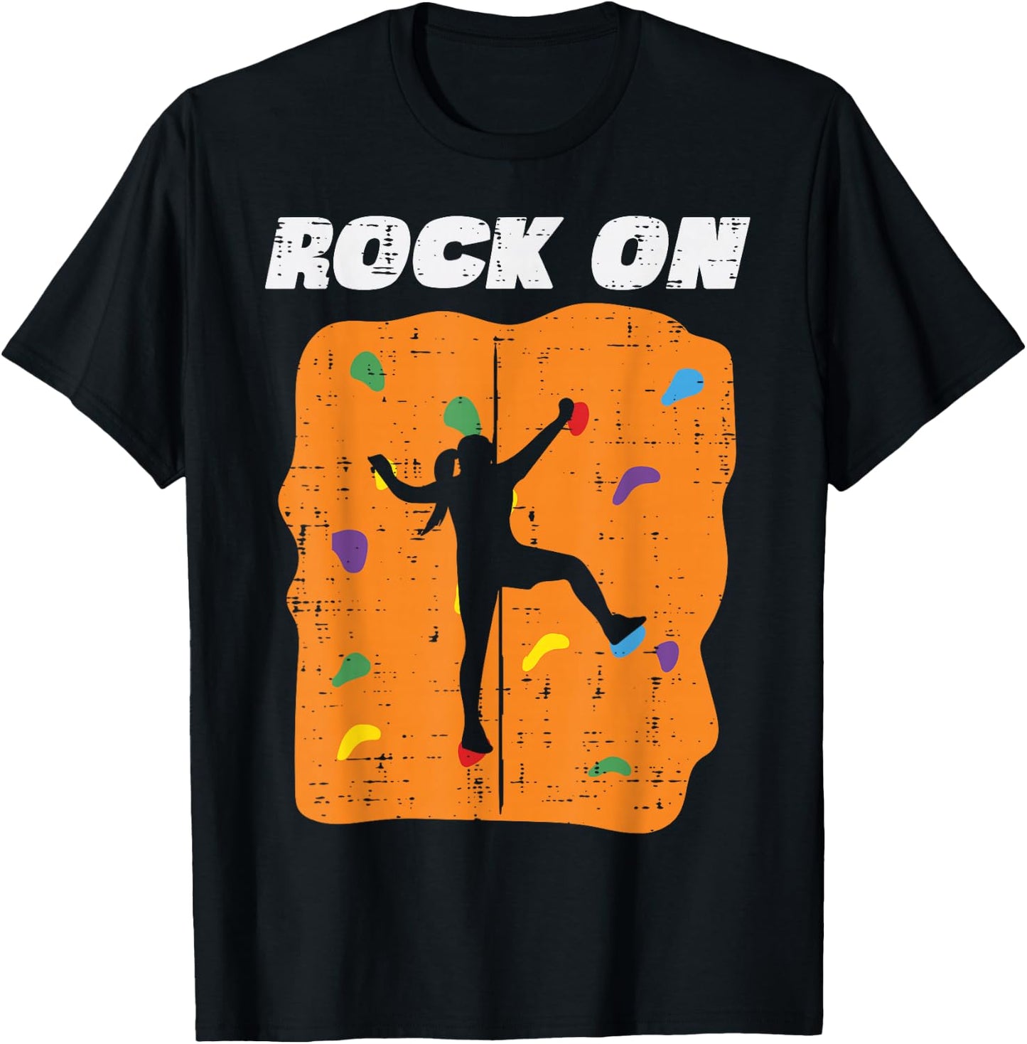 Climbing Rock On Wall Climber Bouldering Women Girls Kids T-Shirt - T-Shirt | Black