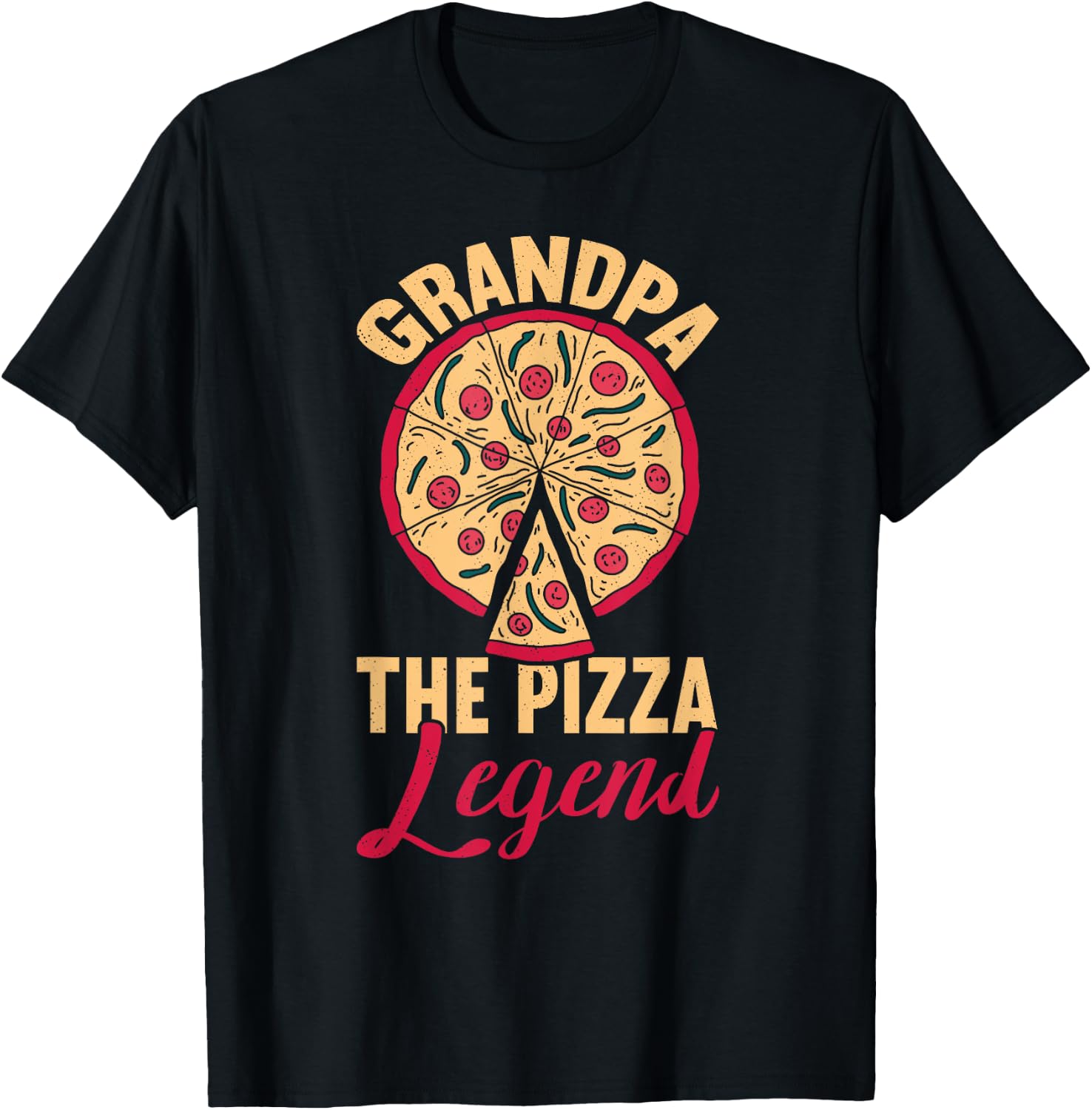 Grandpa The Pizza Legend Father's Day Funny Pizza Making T-Shirt - T-Shirt | Black