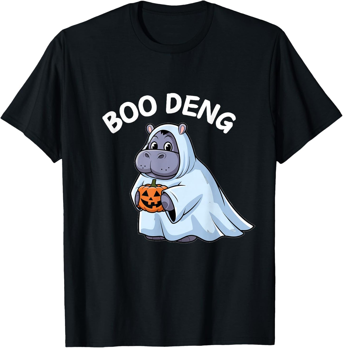 Cute Moo Deng Funny Boo Deng Halloween Costume T-Shirt - T-Shirt | Black