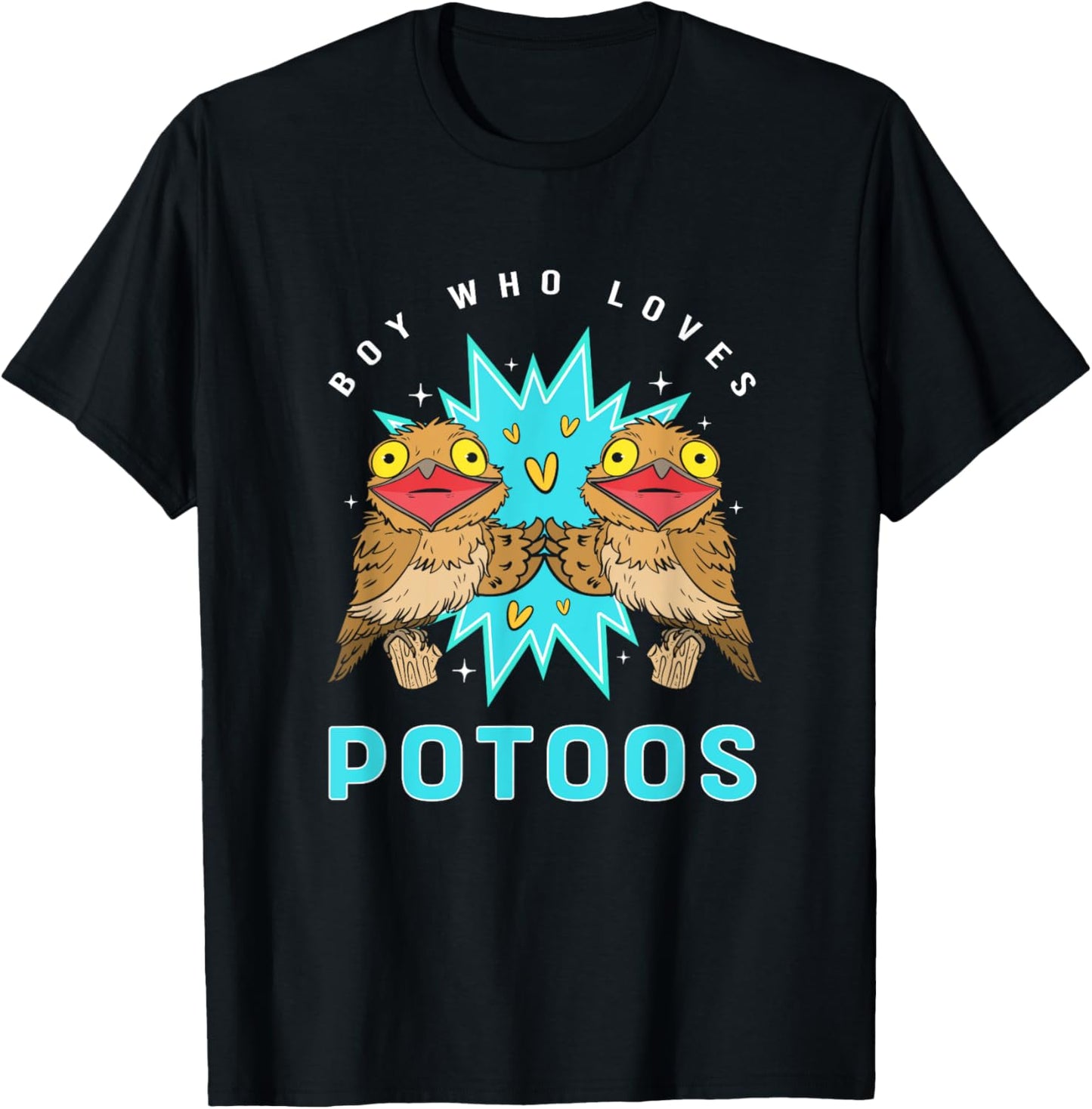 Funny Potoo Bird Lover Boy Who Loves Potoos T-Shirt - T-Shirt | Black