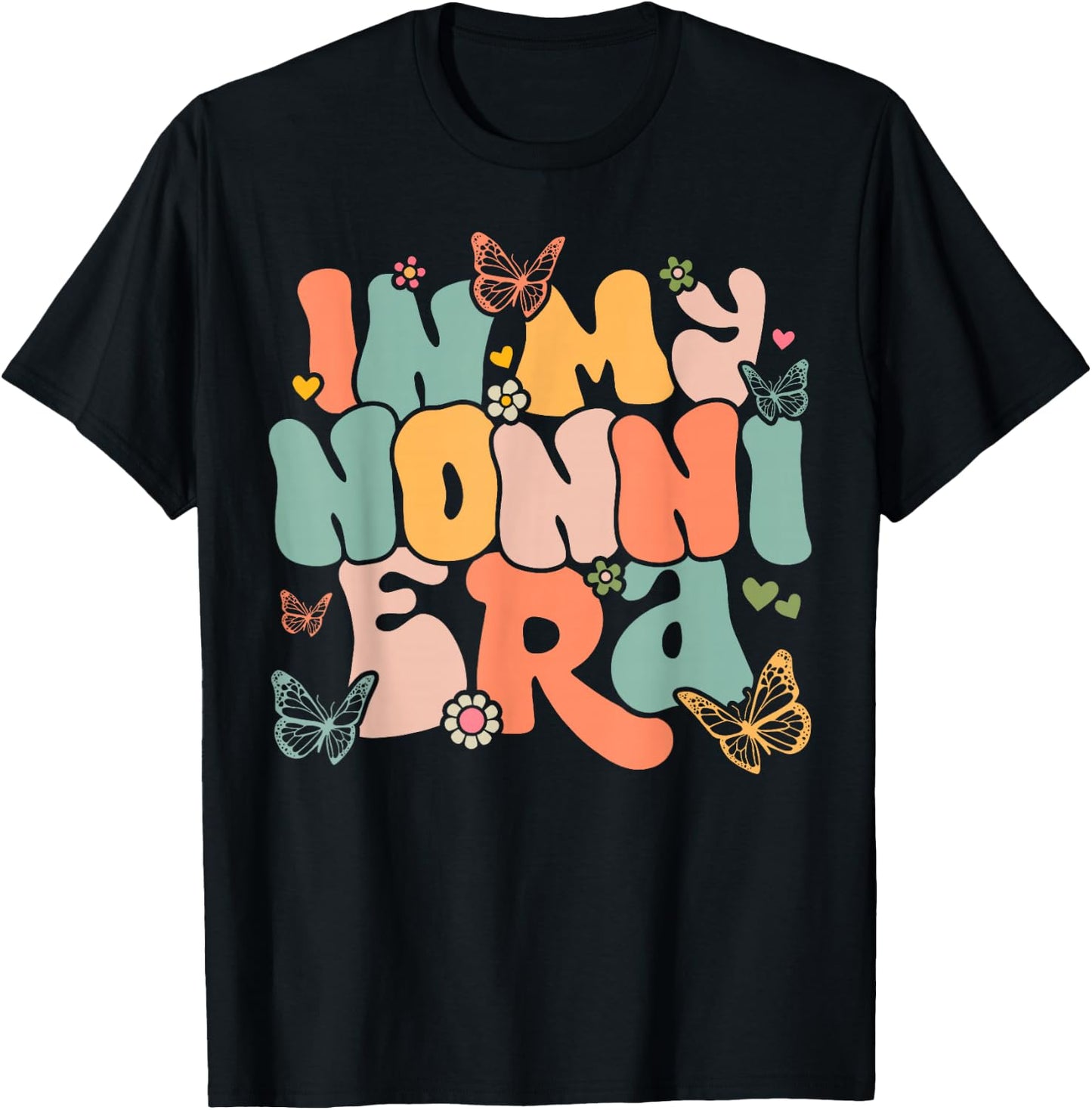 Retro Groovy In My Nonni Era Mother's Day T-Shirt - T-Shirt | Black