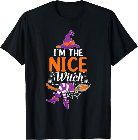 I'm The Nice Witch Funny Halloween Family Matching T-Shirt - T-Shirt | Black