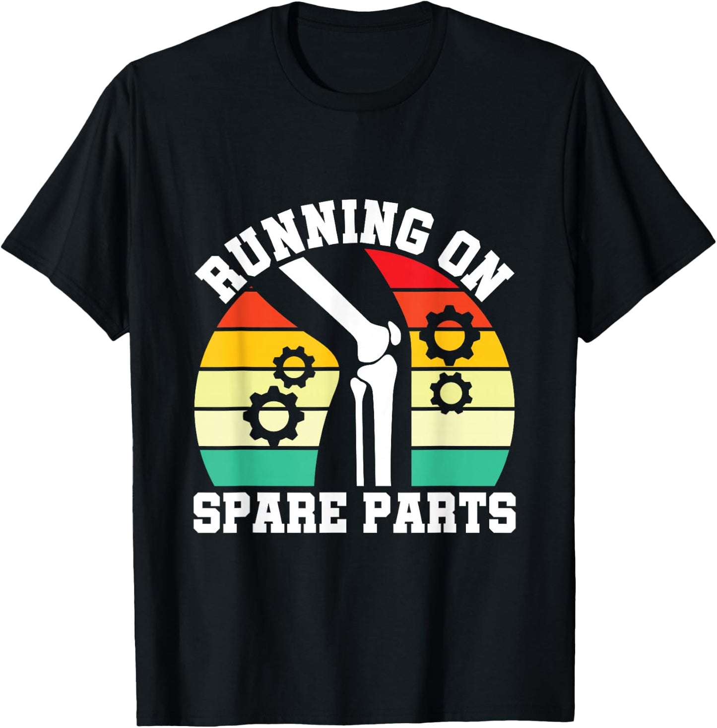 Running On Spare Parts - Knee Replacement Surgery T-Shirt - T-Shirt | Black