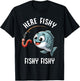 Here Fishy Fishing Funny Worm Cute Fish Fisherman Boys Girls T-Shirt - T-Shirt | Black