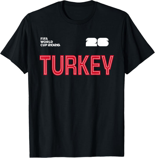 FIFA World CUP26 Turkey Outline Graphic T-Shirt - T-Shirt | Black