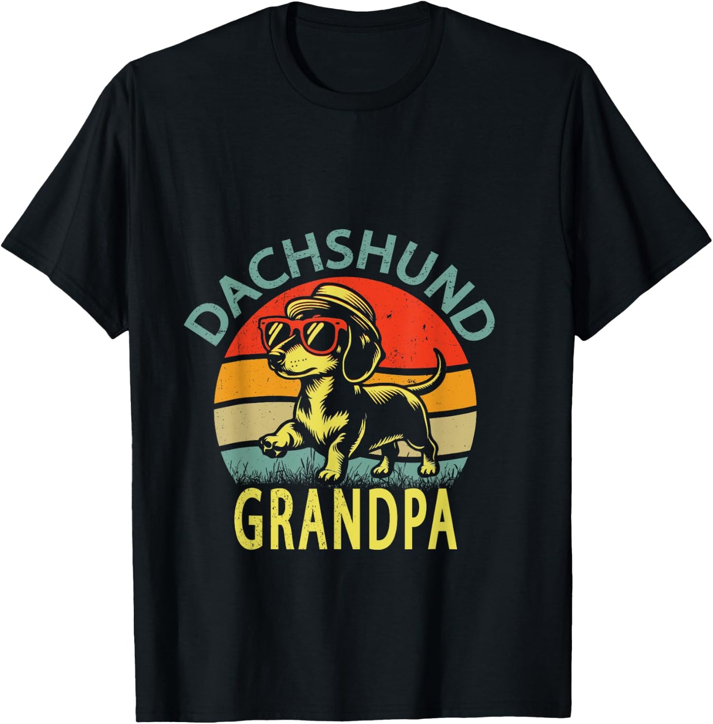 Funny Vintage Dachshund grandpa Father's Day T-Shirt - T-Shirt | Black