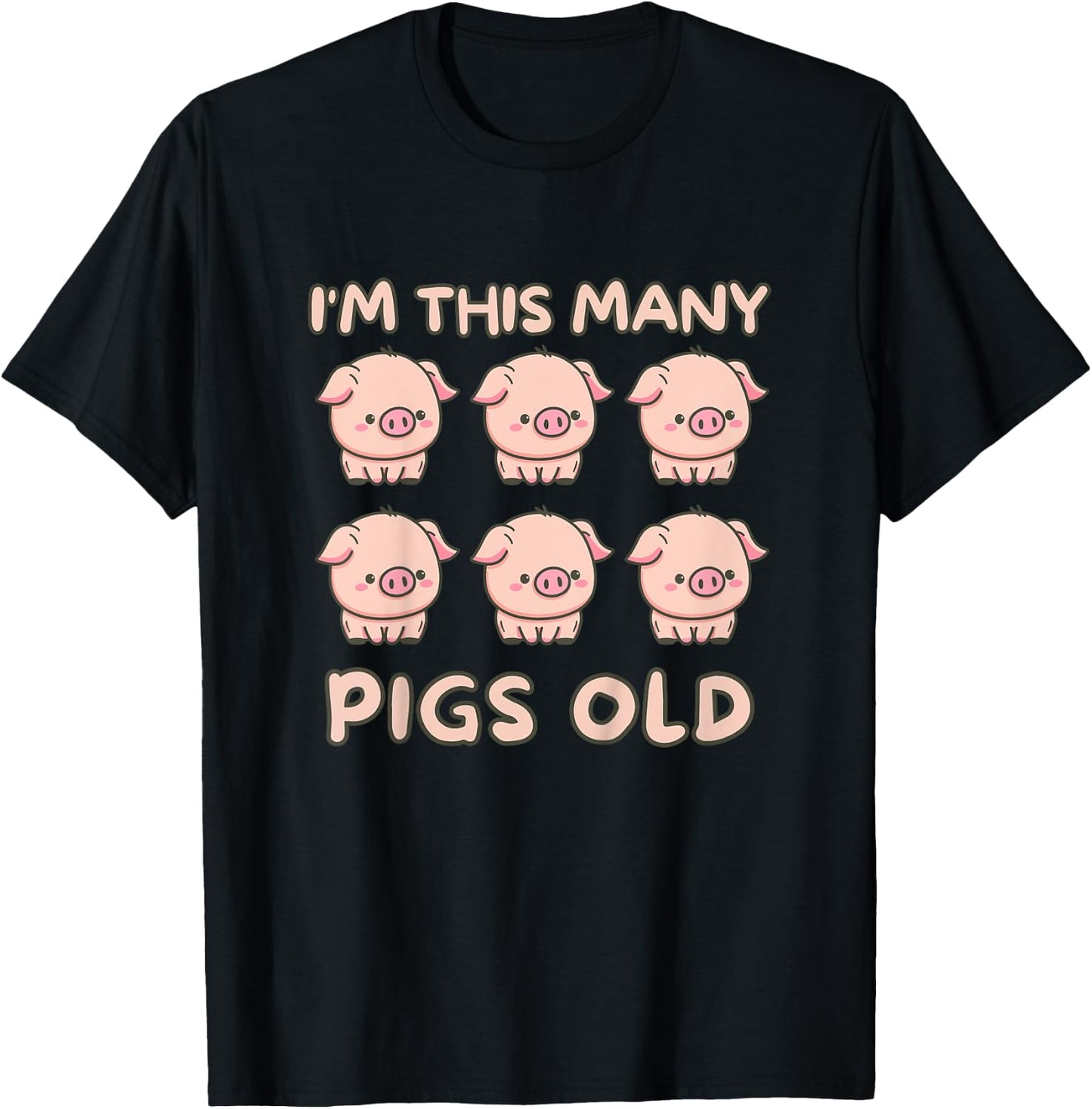 Kids I'm This Many Pigs Old - 6th Birthday Pig 6 Years Old Bday T-Shirt - T-Shirt | Black