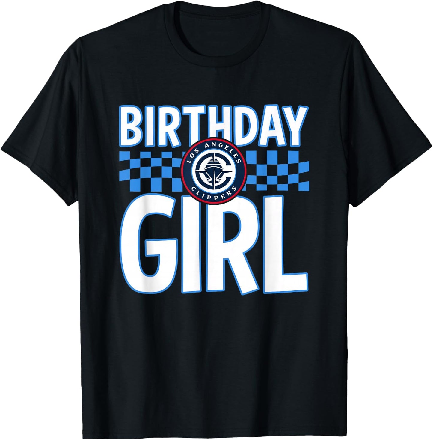 NBA Los Angeles Clippers Birthday Girl Checkered Logo T-Shirt - T-Shirt | Black