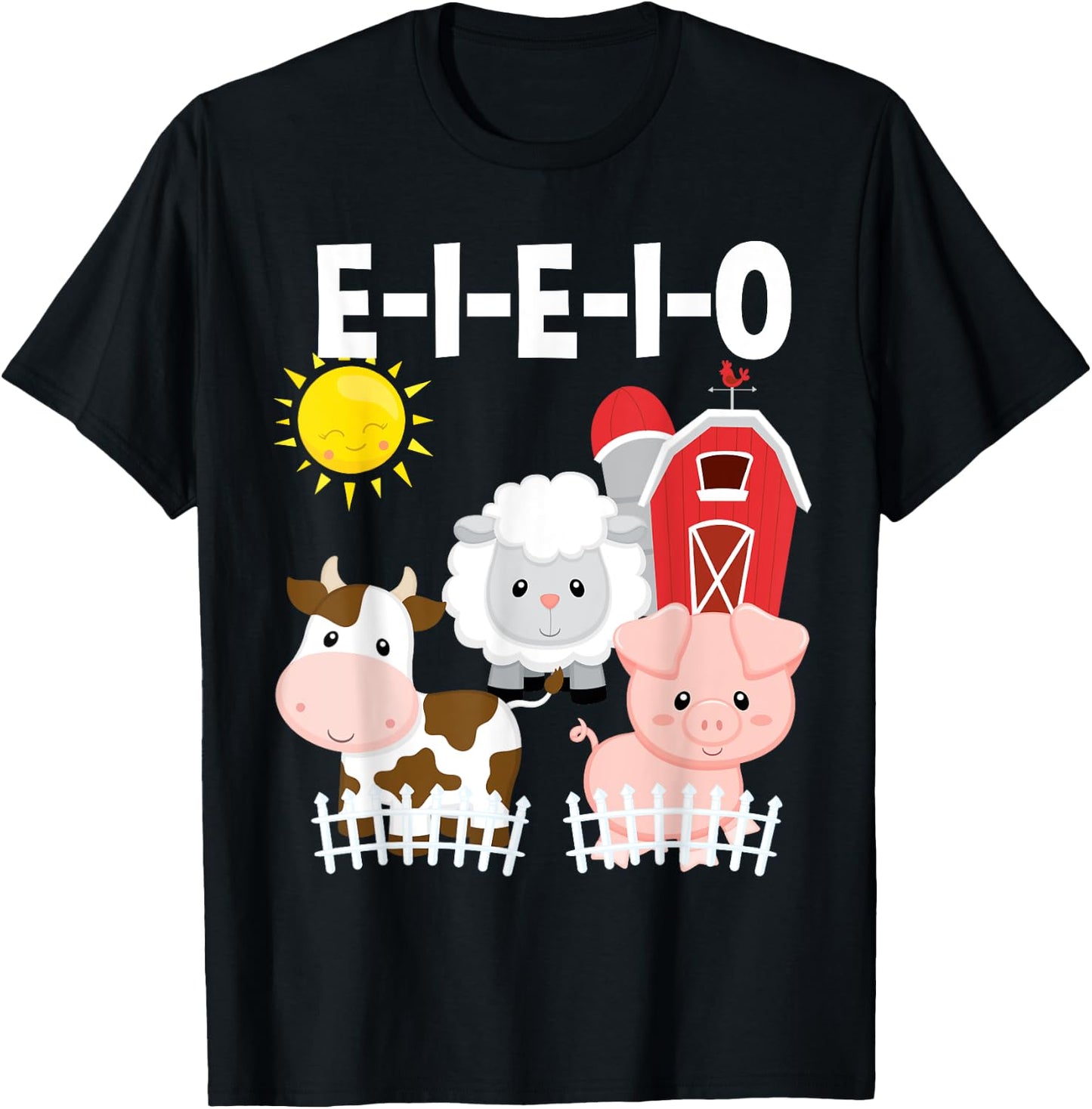 Toddler Kids Old MacDonald Had a Farm E-I-E-I-O Nursery Song T-Shirt - T-Shirt | Black