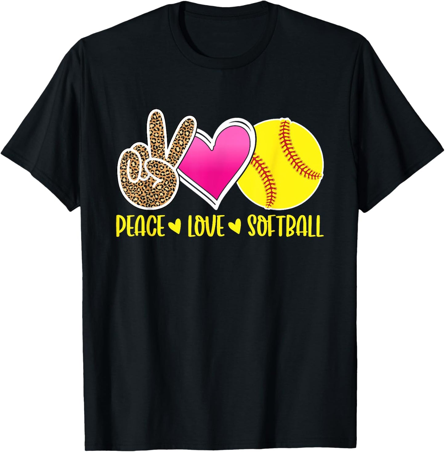 Peace Love Softball For Teen Girls | Peace Love Play T-Shirt - T-Shirt | Black