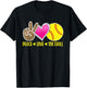 Peace Love Softball For Teen Girls | Peace Love Play T-Shirt - T-Shirt | Black
