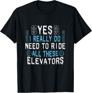Elevator Mechanic Men Engineer Constructor Elevator T-Shirt - T-Shirt | Black