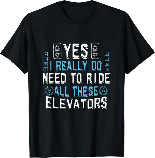 Elevator Mechanic Men Engineer Constructor Elevator T-Shirt - T-Shirt | Black