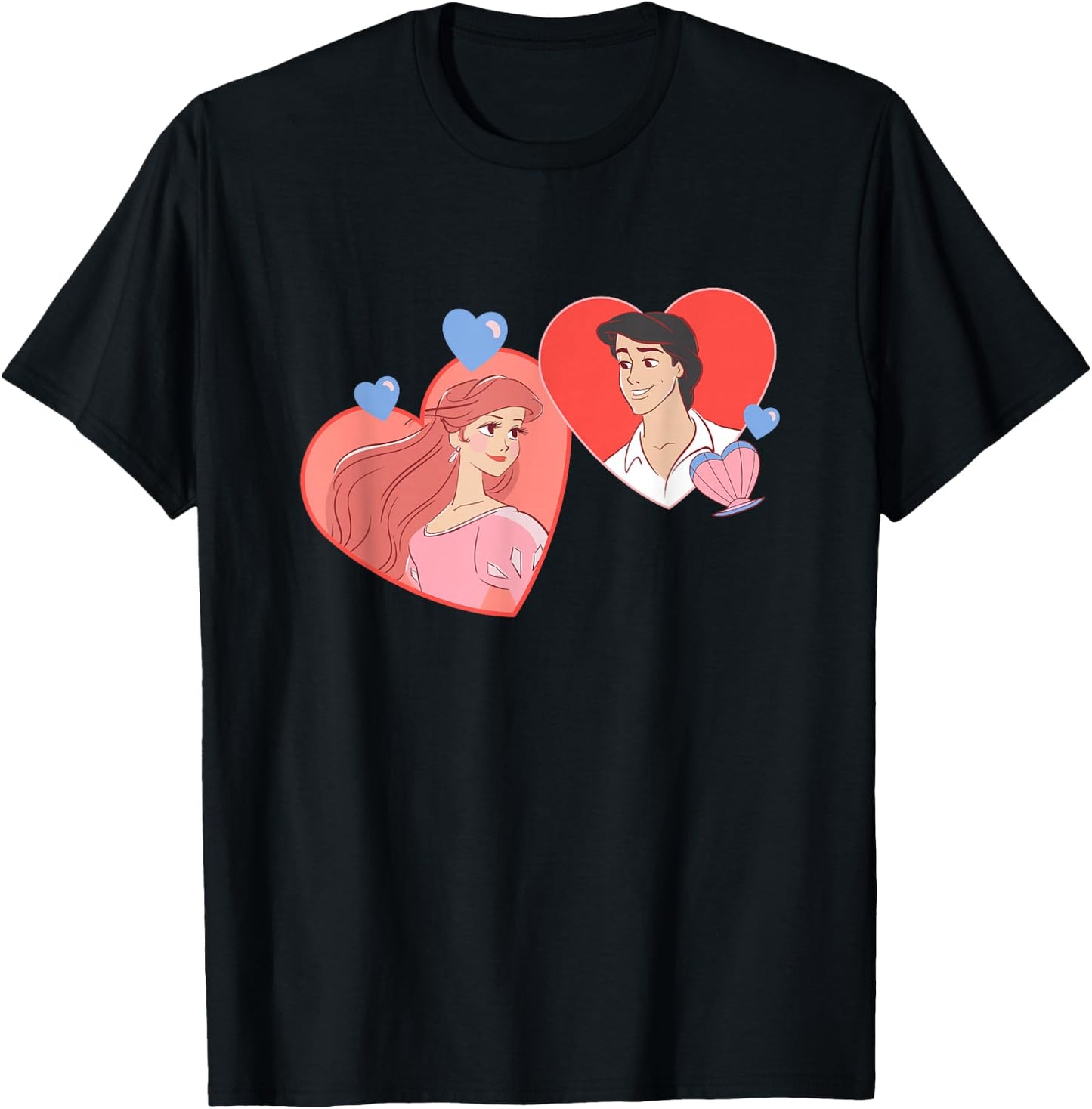 Disney The Little Mermaid Valentine's Day Ariel Prince Eric T-Shirt - T-Shirt | Black