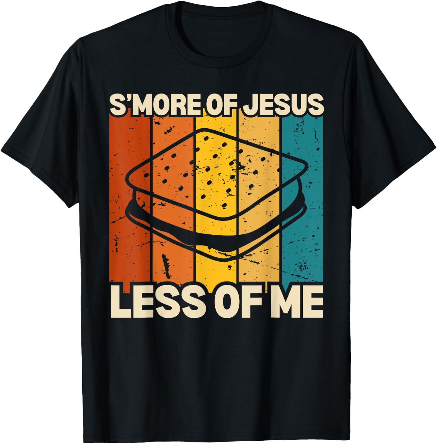 Funny Smore Of Jesus Less Of Me Camping Christian Sunset T-Shirt - T-Shirt | Black