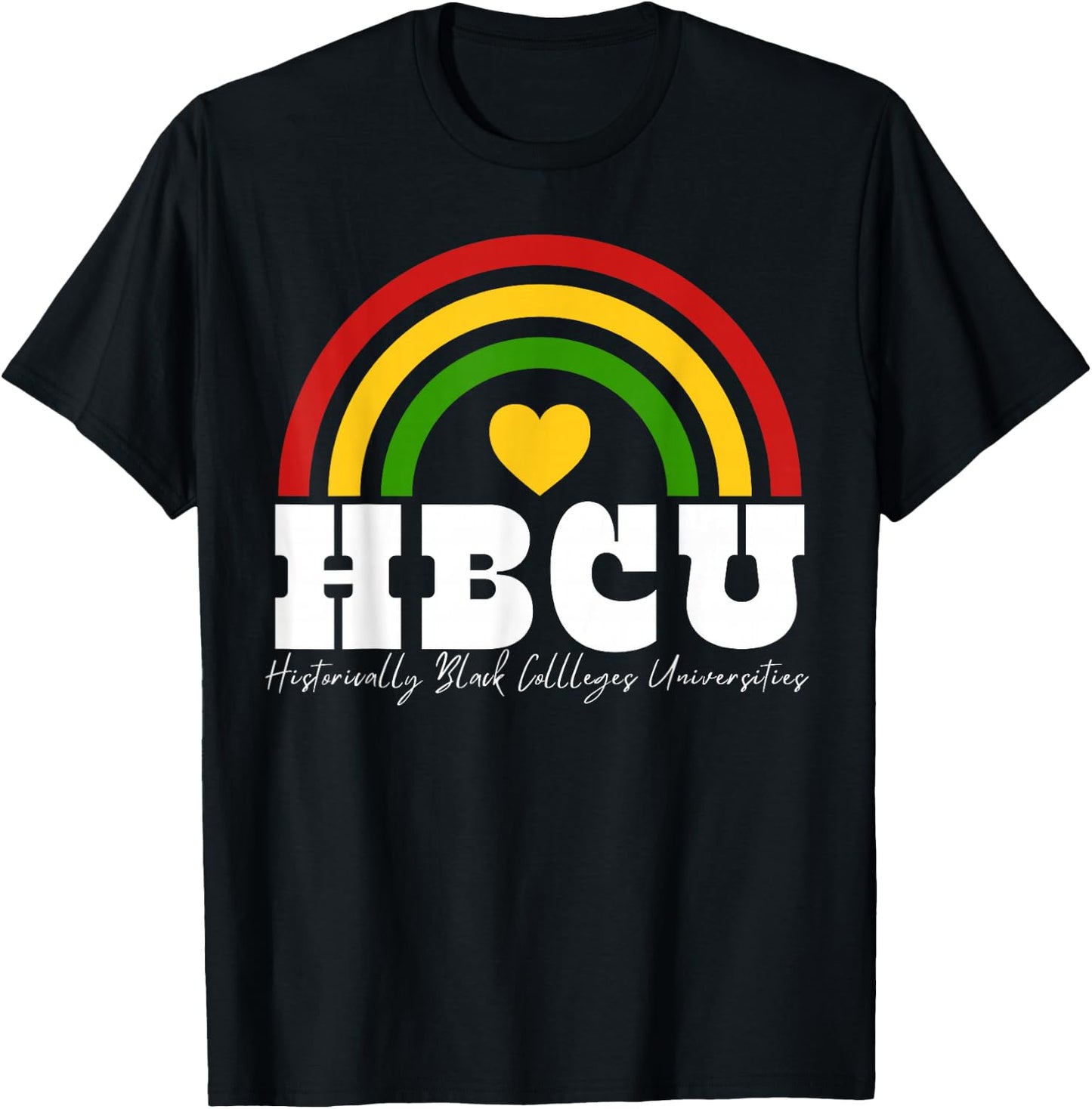 HBCU Apparel Rainbow Heart African American Art Design T-Shirt - T-Shirt | Black