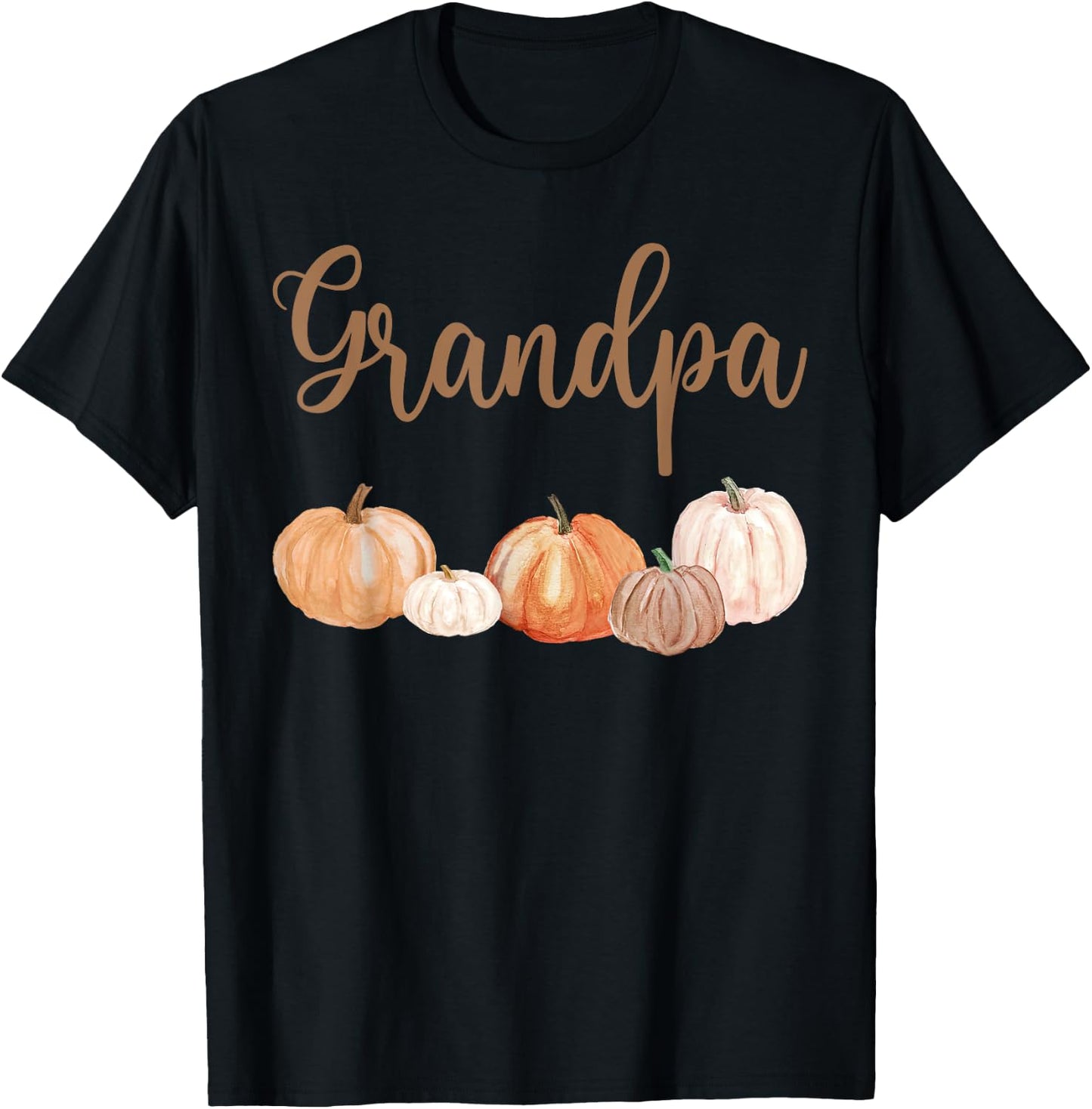 Grandpa of Little Pumpkin First Birthday Autumn Pumpkin T-Shirt - T-Shirt | Black