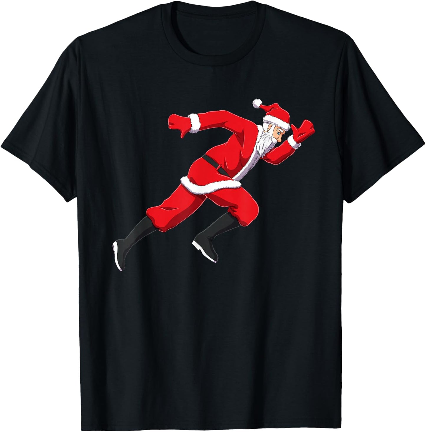 Funny Christmas Santa Sprinter Track and Field Runner T-Shirt - T-Shirt | Black
