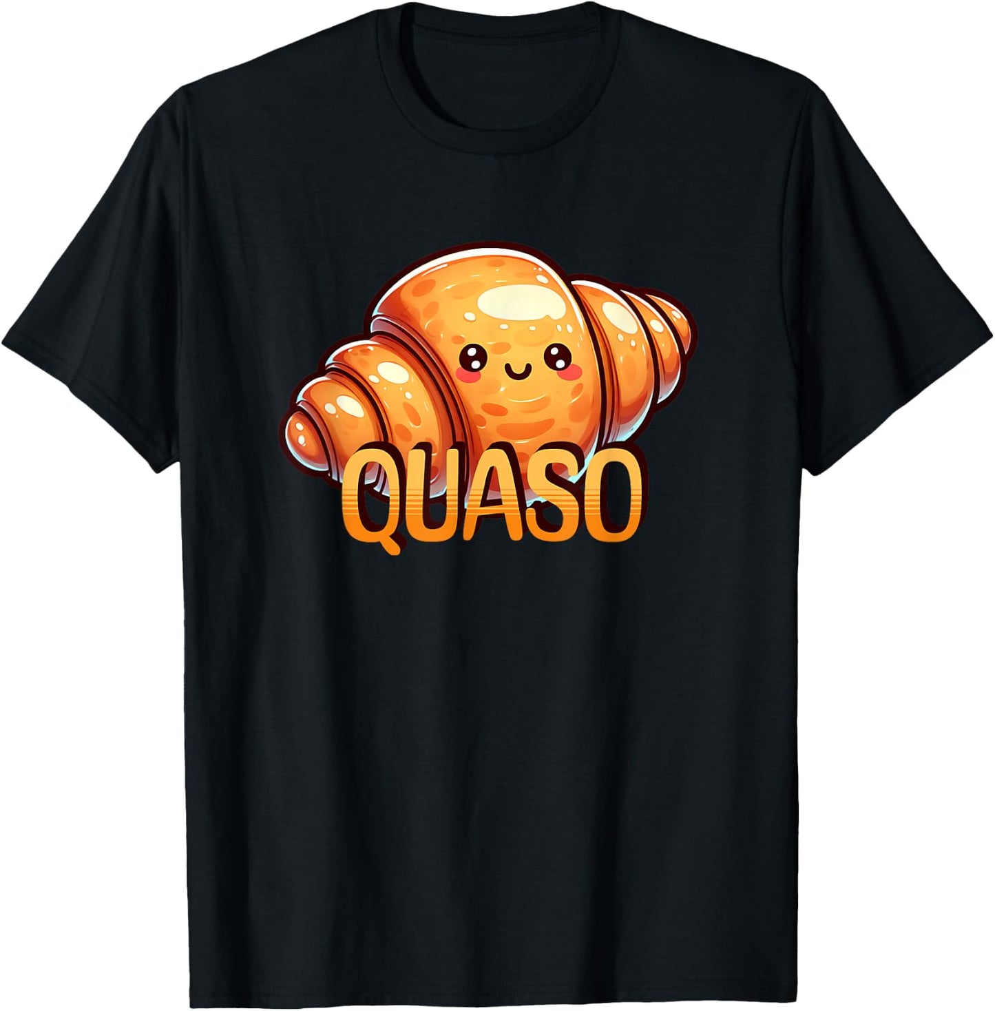 Croissant Kawaii Cute Quaso Meme T-Shirt - T-Shirt | Black