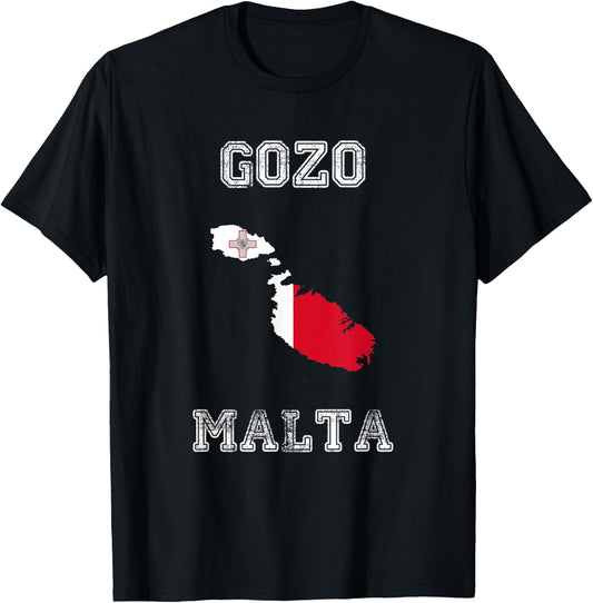 Malta Distressed Flag Gozo Pride T-Shirt - T-Shirt | Black