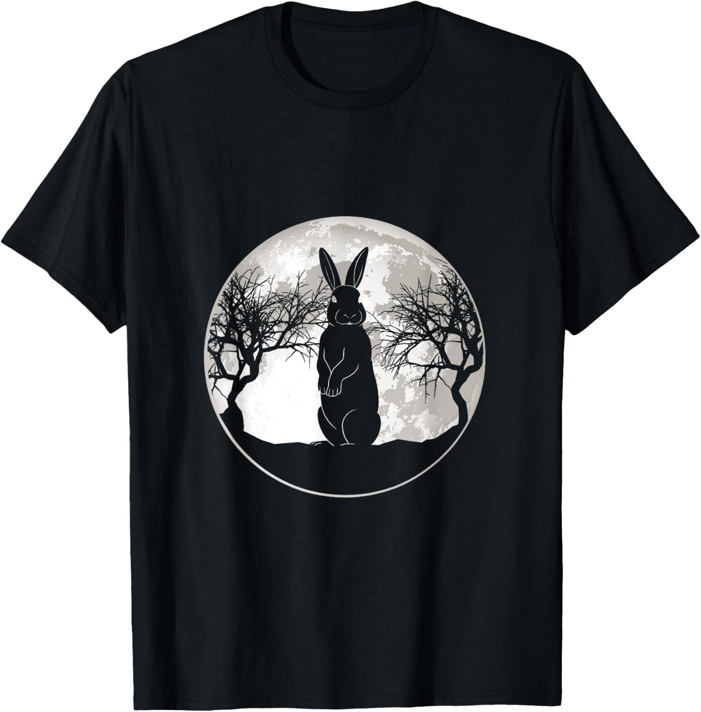 Scary Bunny Moon Night Rabbit T-Shirt - T-Shirt | Black