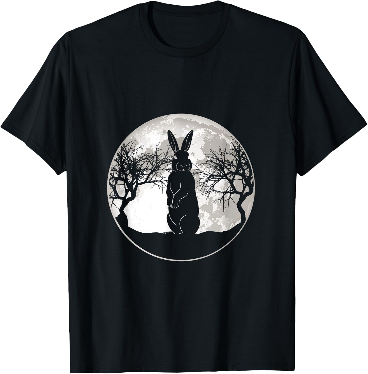 Scary Bunny Moon Night Rabbit T-Shirt - T-Shirt | Black