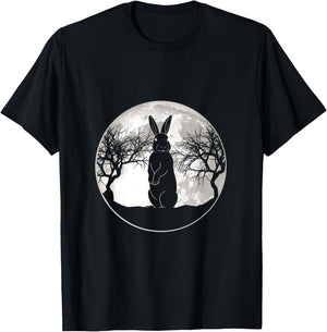 Scary Bunny Moon Night Rabbit T-Shirt - T-Shirt | Black