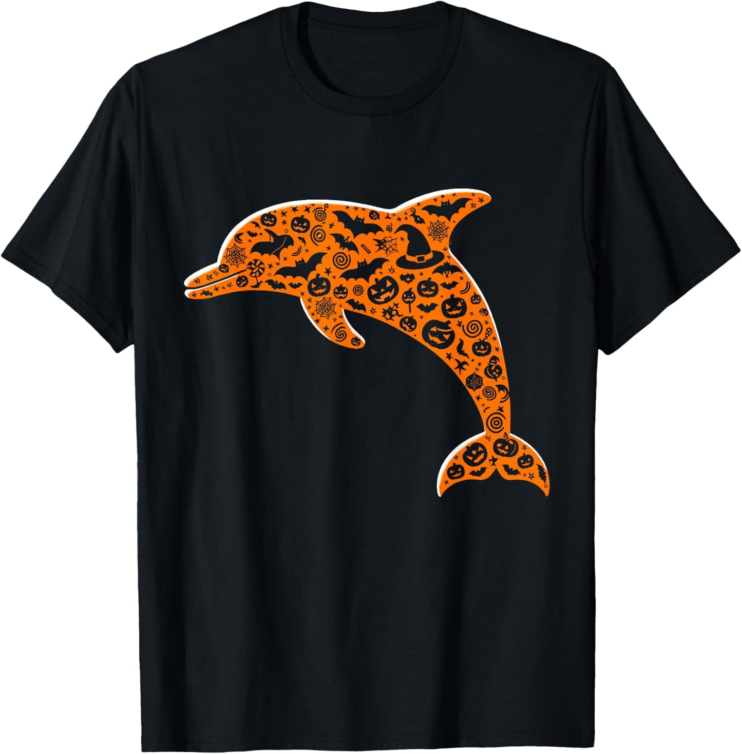 Funny Pumpkin Dolphin Candy Halloween Kids T-Shirt - T-Shirt | Black