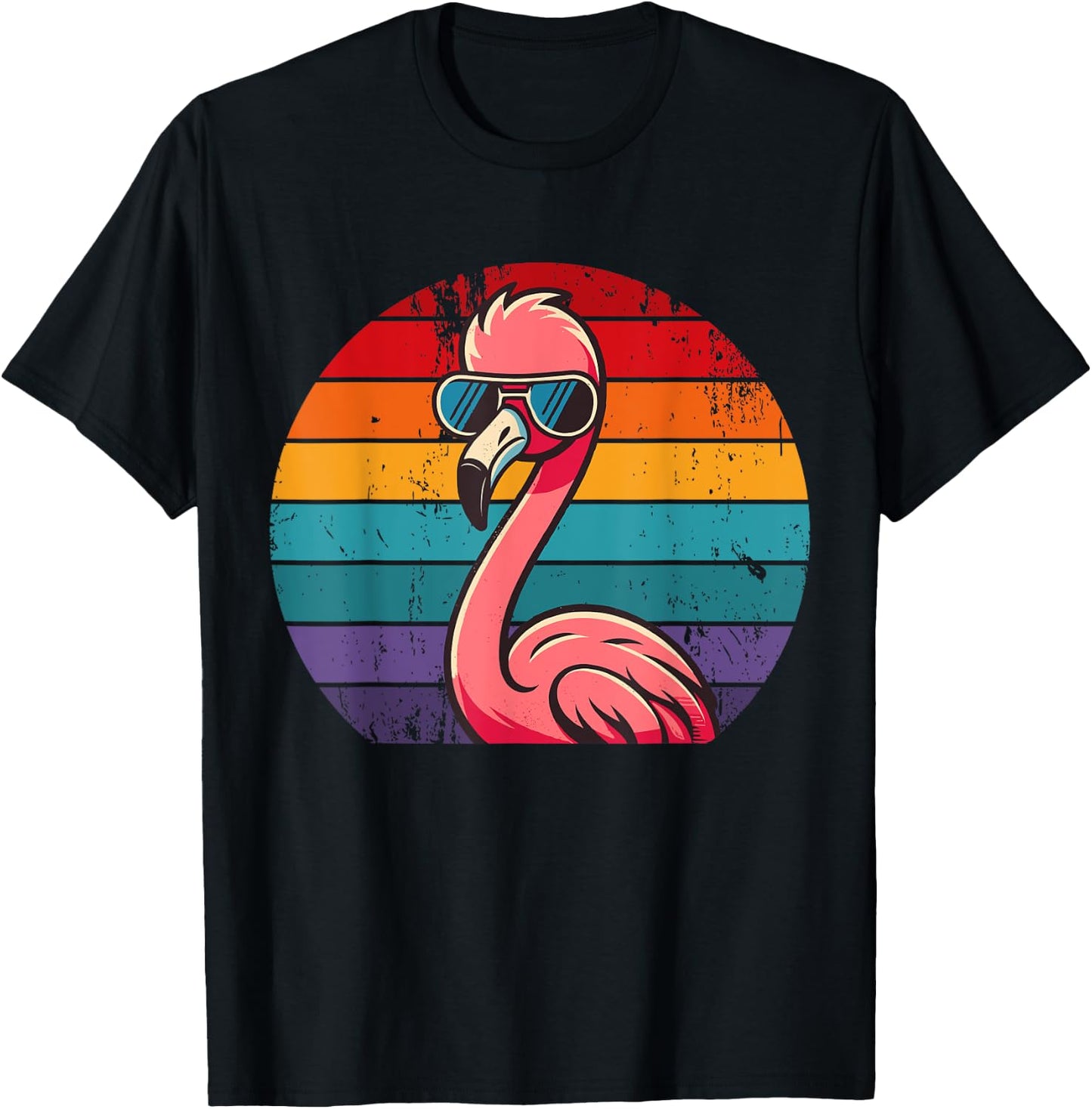 Pink Flamingo in Sunglasses Men Women Kids Funny Flamingo T-Shirt - T-Shirt | Black