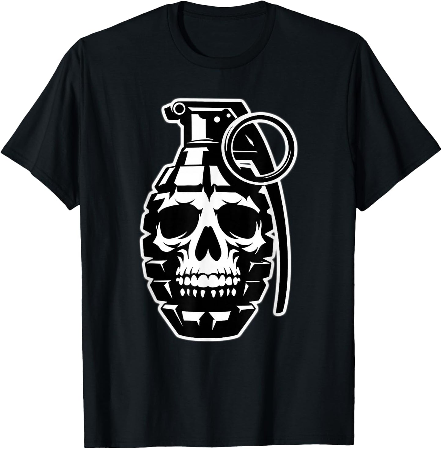 Grenade Skull Blackwork T-Shirt - T-Shirt | Black