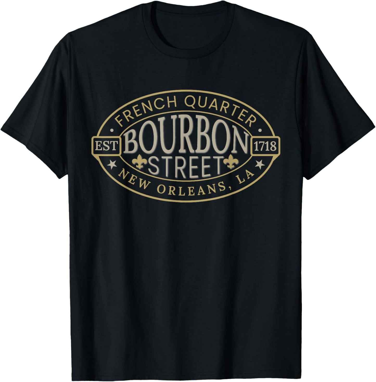 Bourbon Street New Orleans French Quarter Louisiana Est 1718 T-Shirt - T-Shirt | Black