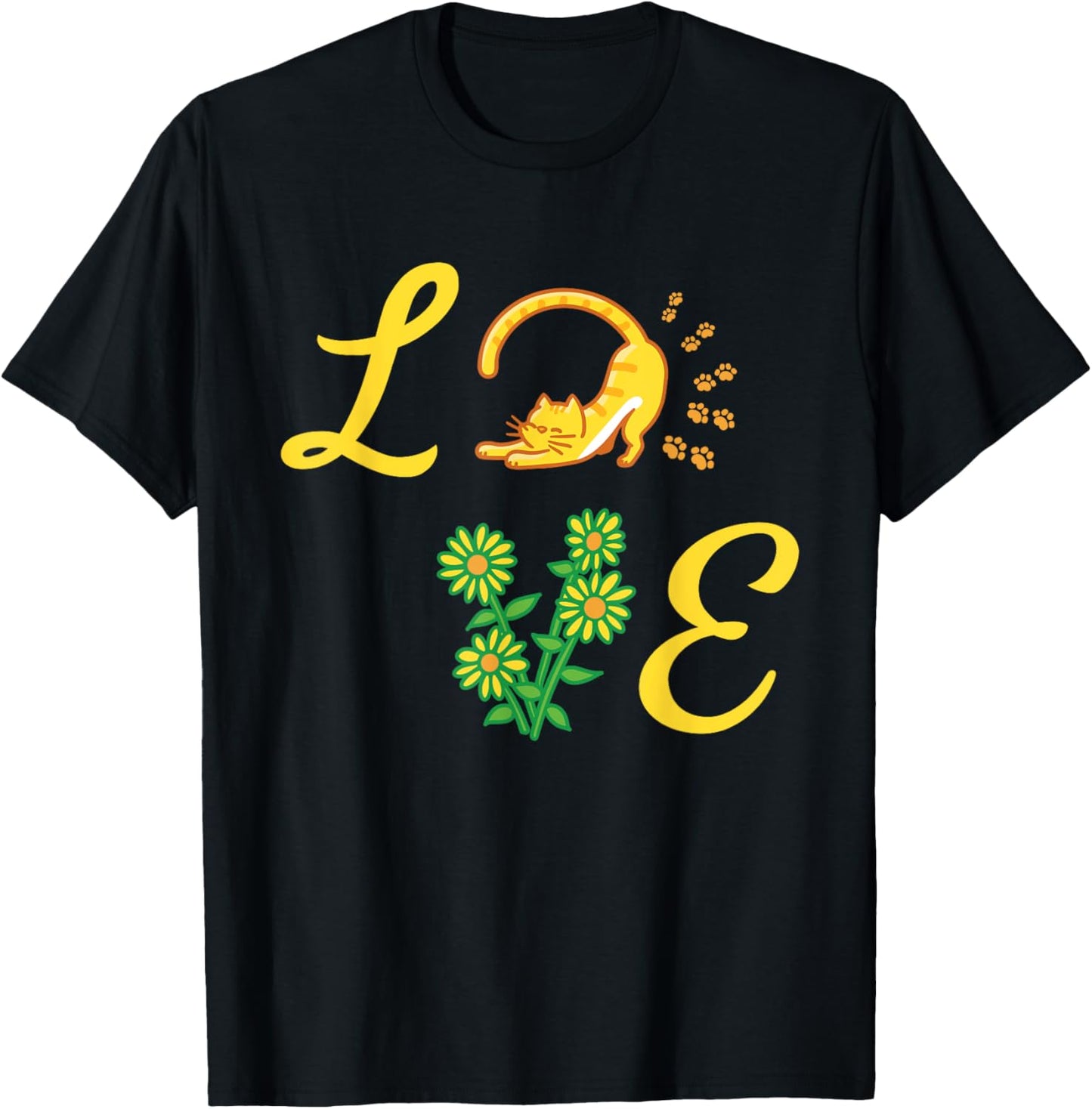 Sunflower Love Flora Cat Kitten Bouquet Florists Women Kids T-Shirt - T-Shirt | Black