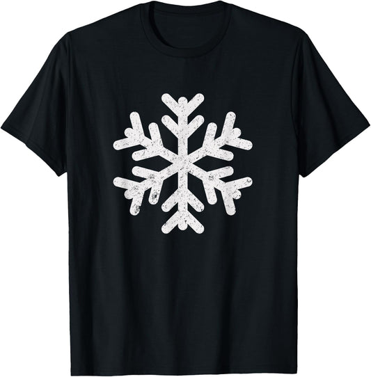 White Snowflake Cool Winter Sports Xmas Gift Men Women Kids T-Shirt - T-Shirt | Black