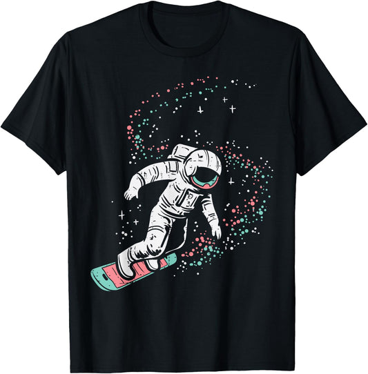 Astronaut Surfing Space Galaxy Surf Surfer Men Women Kids T-Shirt - T-Shirt | Black