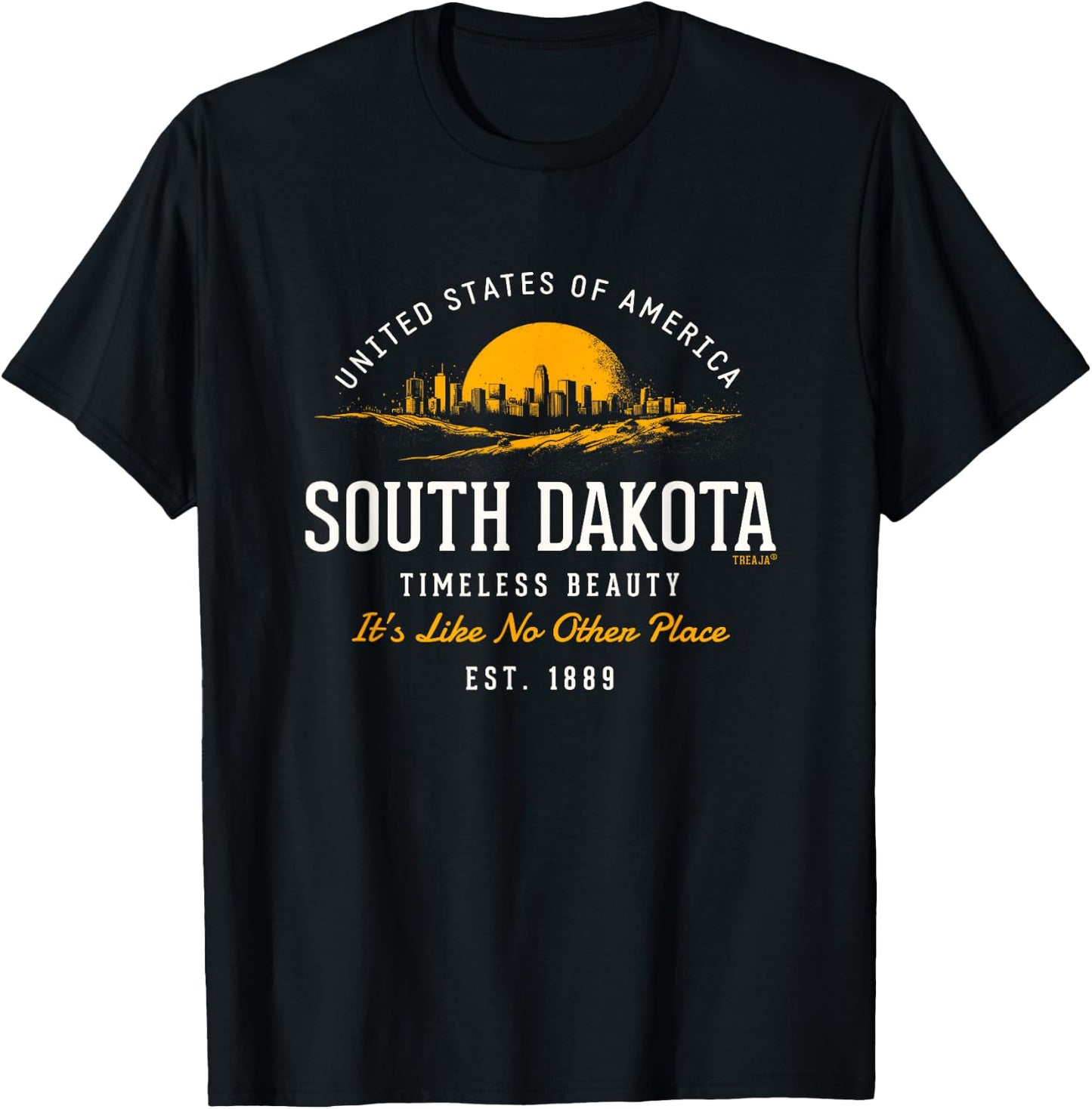 Retro Styled State of South Dakota Vintage T-Shirt - T-Shirt | Black