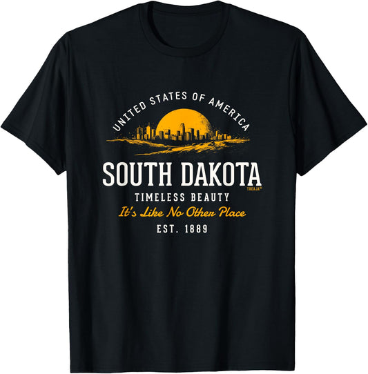 Retro Styled State of South Dakota Vintage T-Shirt - T-Shirt | Black