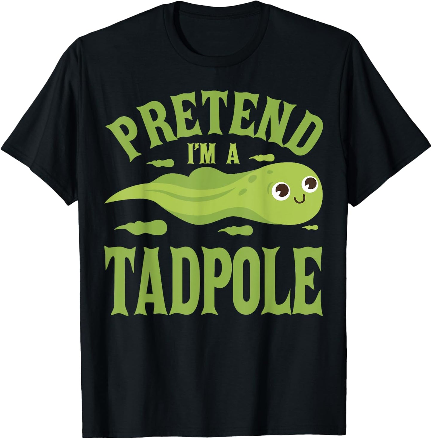 Pretend Tadpole Costume Amphibian Outfit Adult Black Medium Modern Cartoon Halloween T-Shirt - T-Shirt | Black