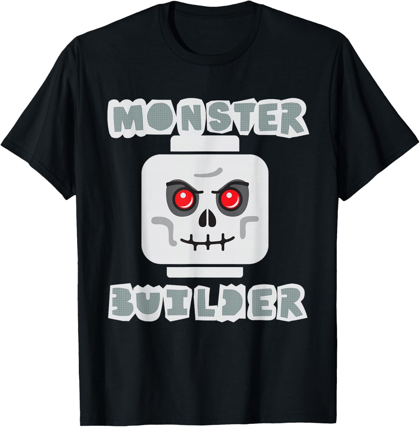 Halloween Building Bricks Monster Builder Skull Head funny T-Shirt - T-Shirt | Black